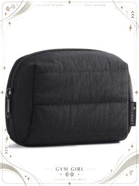 Small Puffy Makeup Bag Mini Zipper Cosmetic Pouch for Purse